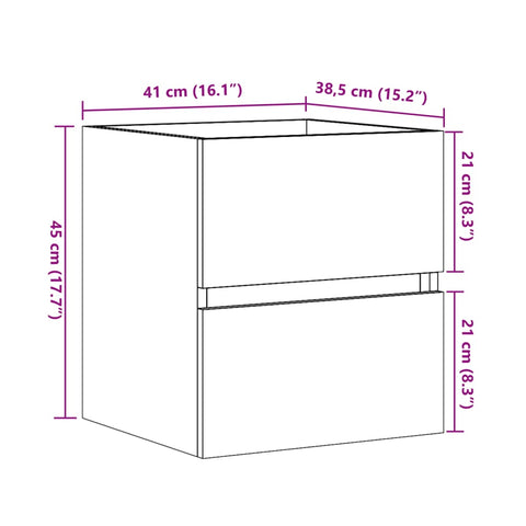 vidaXL Waschbeckenunterschrank Betongrau 41x38,5x45 cm Holzwerkstoff