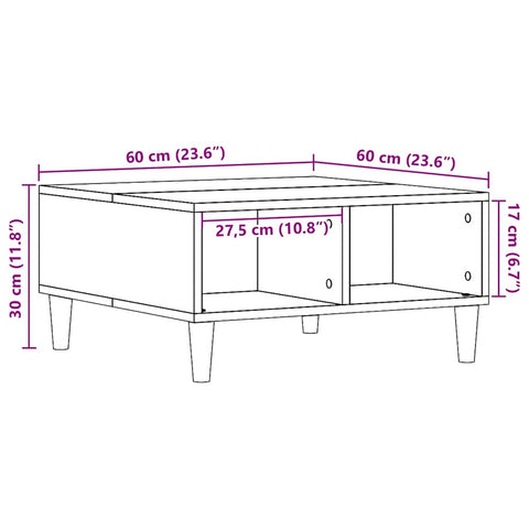 vidaXL Couchtisch Altholz-Optik 60x60x30 cm Holzwerkstoff