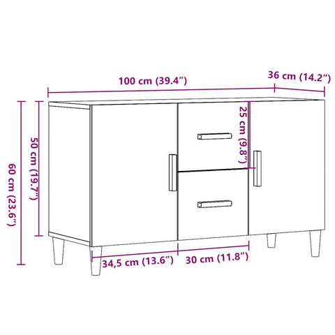 vidaXL Sideboard Altholz-Optik 100x36x60 cm Holzwerkstoff