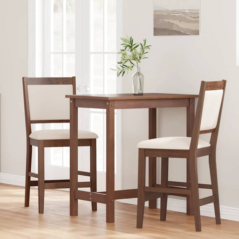 hocami - Barhocker mit Kissen 2 Stk. Braun Massivholz Gummibaum - barhocker-mit-kissen-2-stk-braun-massivholz-gummibaum-6 - 