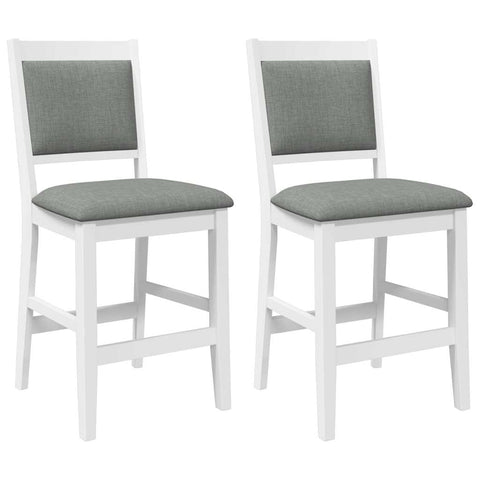 hocami - Barhocker mit Kissen 2 Stk. Weiß Massivholz Gummibaum - barhocker-mit-kissen-2-stk-weiss-massivholz-gummibaum-4 - 