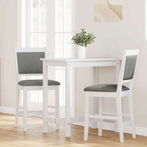 hocami - Barhocker mit Kissen 2 Stk. Weiß Massivholz Gummibaum - barhocker-mit-kissen-2-stk-weiss-massivholz-gummibaum-4 - 