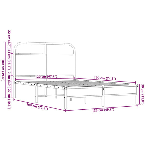 vidaXL Bettgestell ohne Matratze 120x190 cm Braun Eichen-Optik