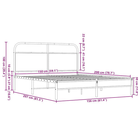 vidaXL Bettgestell ohne Matratze 150x200 cm Braun Eichen-Optik