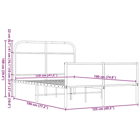 vidaXL Bettgestell ohne Matratze 120x190 cm Braun Eichen-Optik