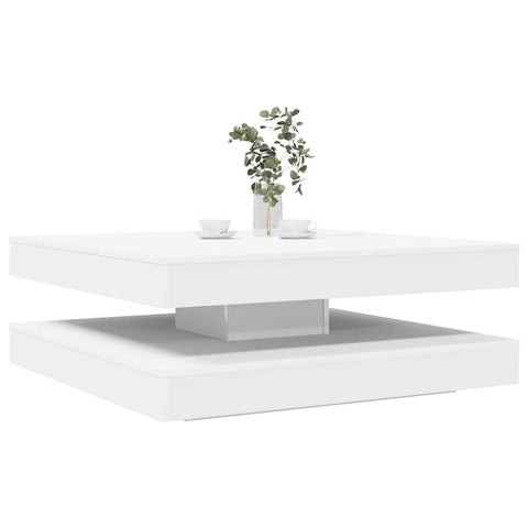 vidaXL Couchtisch 360-Grad Drehbar Weiß 90x90x34,5 cm