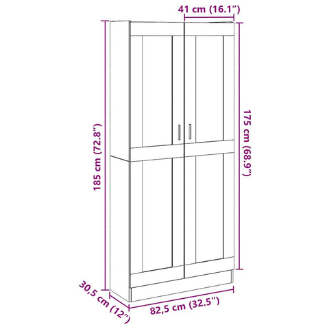 vidaXL Highboard Artisan-Eiche 82,5x30,5x185 cm Holzwerkstoff