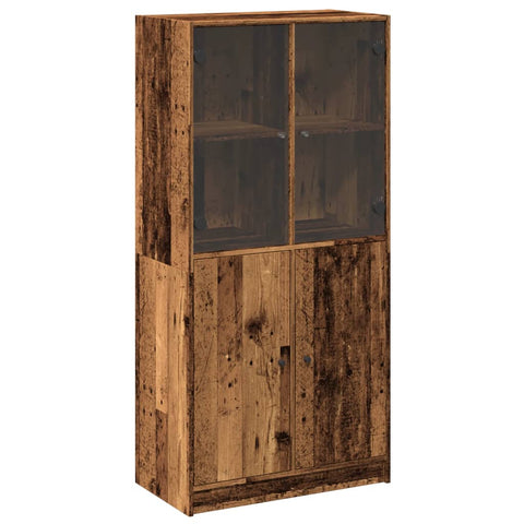 vidaXL Highboard mit Türen Altholz-Optik 68x37x142 cm Holzwerkstoff