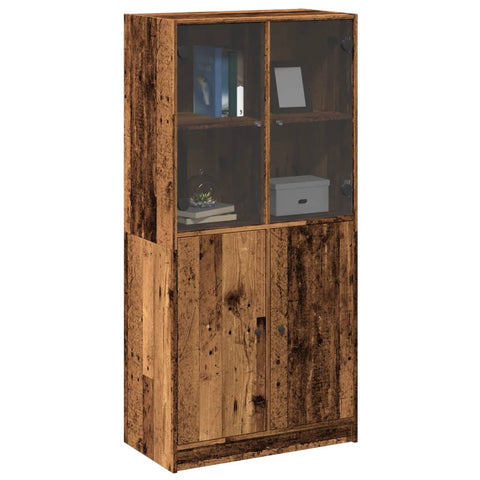 vidaXL Highboard mit Türen Altholz-Optik 68x37x142 cm Holzwerkstoff