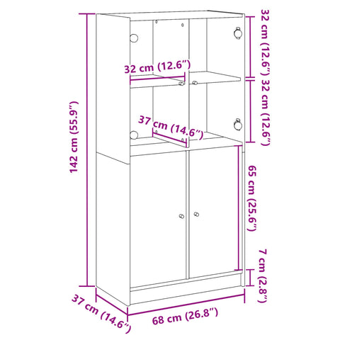 vidaXL Highboard mit Türen Altholz-Optik 68x37x142 cm Holzwerkstoff