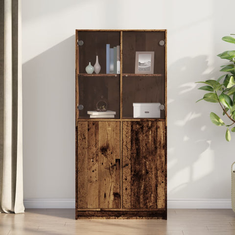 vidaXL Highboard mit Türen Altholz-Optik 68x37x142 cm Holzwerkstoff