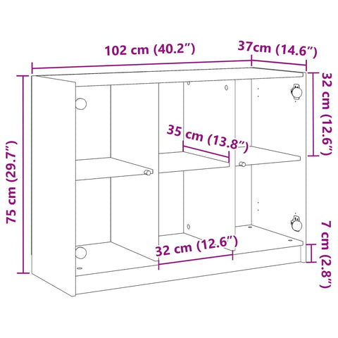 vidaXL Sideboard Artisan-Eiche 102x37x75,5 cm Holzwerkstoff