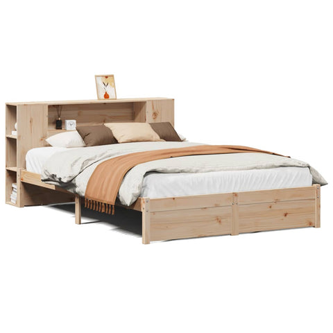 Massivholzbett mit Regal ohne Matratze 135x190 cm Kiefernholz