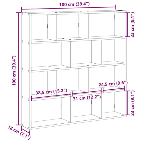 vidaXL Würfelregal 12 Fächer Räuchereiche Holzwerkstoff