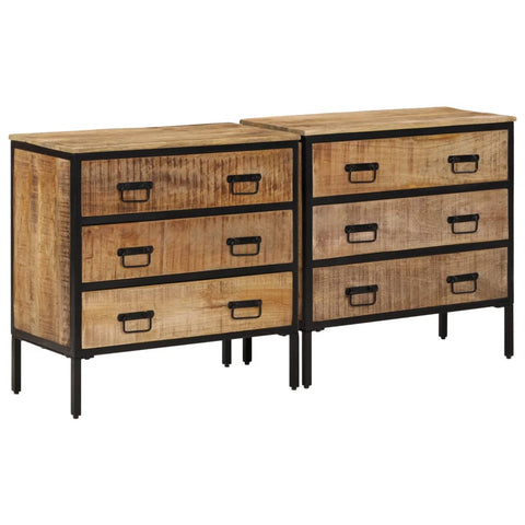 vidaXL Sideboards 2 Stk. 70x35x70 cm Raues Mango Massivholz