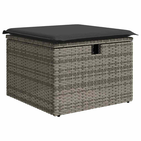 11-tlg. Garten-Sofagarnitur mit Kissen Grau Poly Rattan