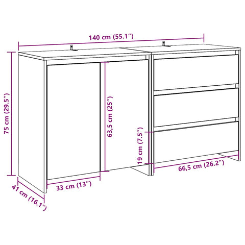 vidaXL 2-tlg. Sideboard Altholz-Optik Holzwerkstoff