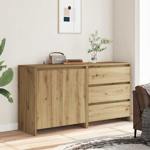 vidaXL 2-tlg. Sideboard Artisan-Eiche Holzwerkstoff