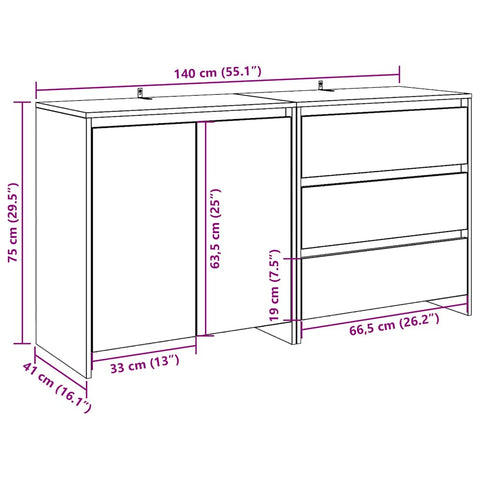 vidaXL 2-tlg. Sideboard Artisan-Eiche Holzwerkstoff