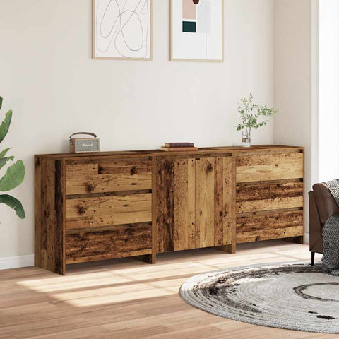 vidaXL 3-tlg. Sideboard Altholz-Optik Holzwerkstoff