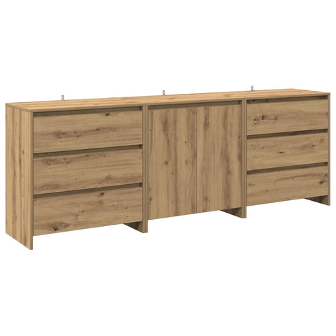 vidaXL 3-tlg. Sideboard Artisan-Eiche Holzwerkstoff