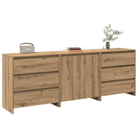 vidaXL 3-tlg. Sideboard Artisan-Eiche Holzwerkstoff