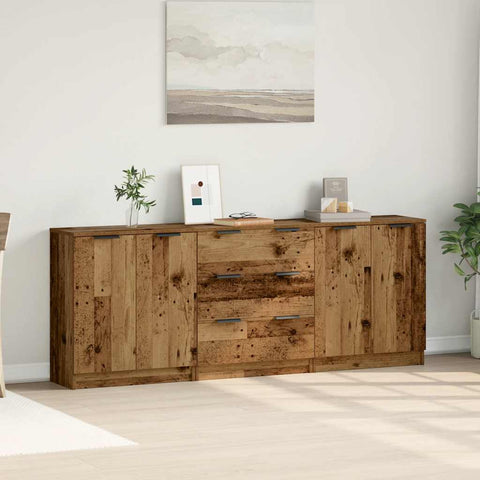 vidaXL Sideboards 3 Stk. Altholz-Optik 60x30x70 cm Holzwerkstoff