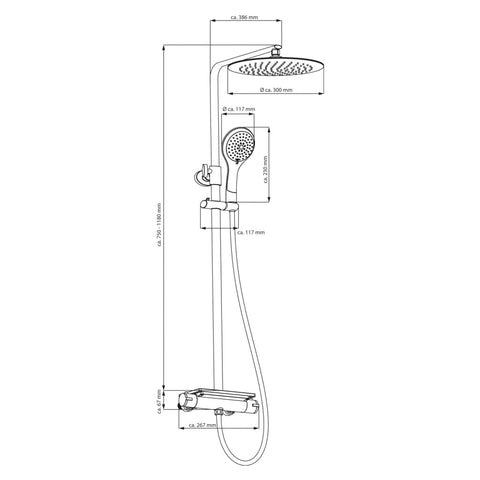 EISL Duschset mit Thermostatarmatur GRANDE VITA Chrom-Weiß