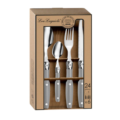 Besteck-Set Lou Laguiole Comptoir Grau Metall 24 Stücke-1