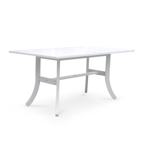 White Dining Table with Curved Legs-0