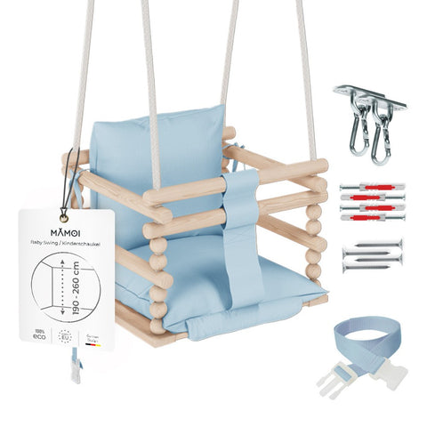 MAMOI® Babyschaukel, Schaukel Indoor, Holzschaukel für baby und Kinder, Kinderschaukel, Schaukeln aus Holz, Kleinkinderschaukel für kinderzimmer und türrahmen ab 1 jahr, 3 in 1-0