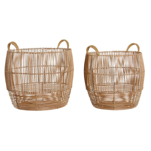 Korb-Set DKD Home Decor Metall Rattan (40 x 40 x 38 cm)-0