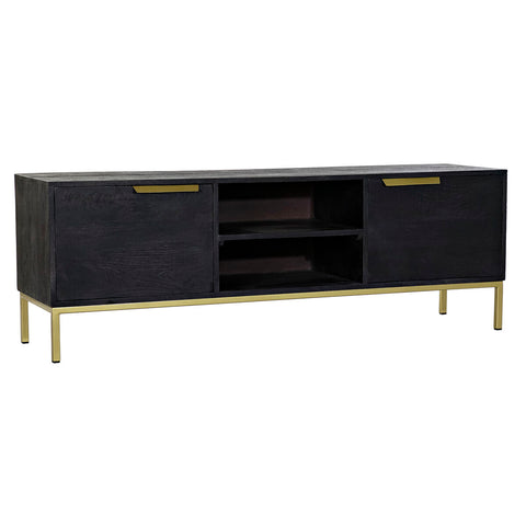 TV-Möbel DKD Home Decor 8424001827138 Schwarz Gold Metall Mango-Holz (147 x 40 x 51 cm) (147 x 38 x 51 cm)-0