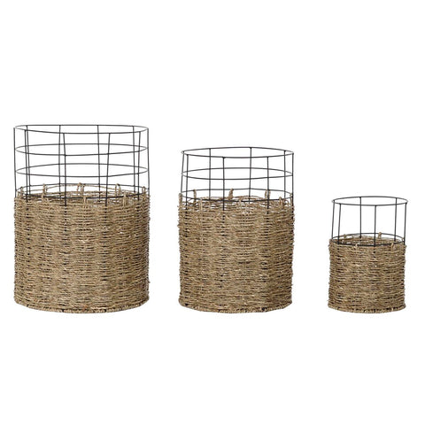 Korb-Set DKD Home Decor Metall Kolonial Jute (35 x 35 x 45 cm)-0