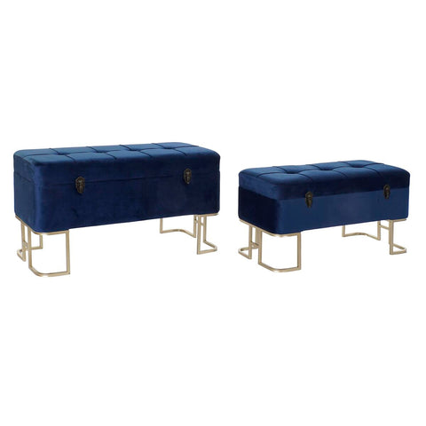 Hocker DKD Home Decor   Blau Gold Metall (90 x 40 x 47 cm)-0