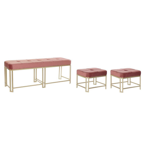 Hocker DKD Home Decor   Rosa Metall Samt (120 x 40 x 46 cm)-0