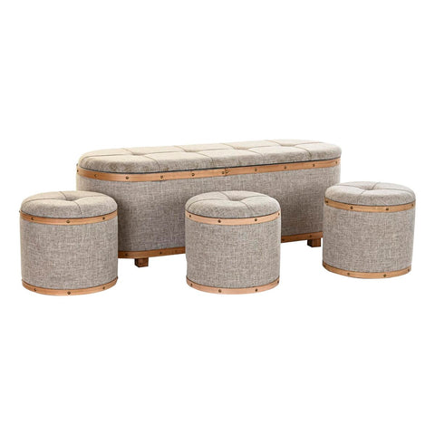 Hocker DKD Home Decor   Beige natürlich Holz Metall Kunststoff 30 x 40 cm 120 x 44 x 43 cm-0