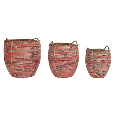 Korb-Set DKD Home Decor Pfirsich natürlich Boho 52 x 52 x 58 cm-0