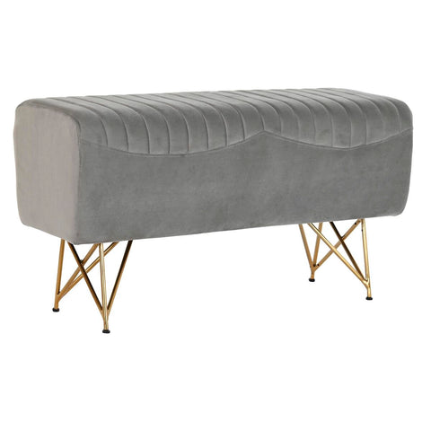 Hocker DKD Home Decor   90 x 31 x 47 cm Grau Gold Metall-0