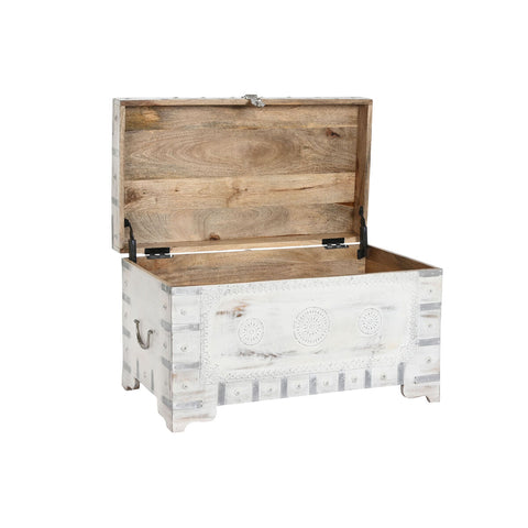 Truhe DKD Home Decor Weiß Hellbraun Mango-Holz 78,7 x 43 x 45,7 cm-3