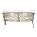 Tisch mit 3 Sesseln DKD Home Decor Weiß 137 x 73,5 x 66,5 cm Synthetischer Rattan Stahl-3