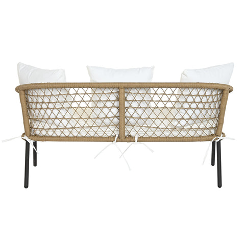 Tisch mit 3 Sesseln DKD Home Decor Weiß 137 x 73,5 x 66,5 cm Synthetischer Rattan Stahl-3