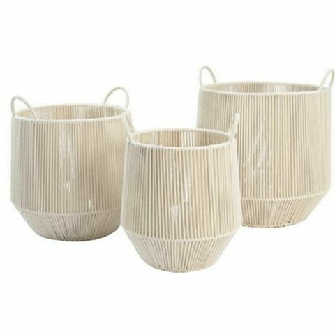 Korb-Set DKD Home Decor Beige Metall Baumwolle (38 x 38 x 45 cm)-0