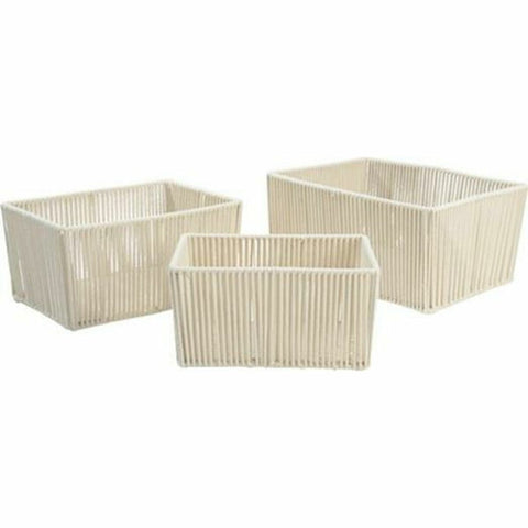 Korb-Set DKD Home Decor Beige Metall Baumwolle (40 x 30 x 20 cm)-0