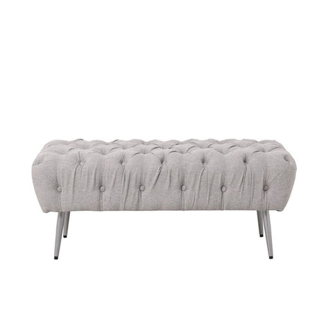 Hocker Home ESPRIT Grau Silberfarben Polyester Metall 103 x 46 x 42 cm-4