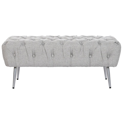 Hocker Home ESPRIT Grau Silberfarben Polyester Metall 103 x 46 x 42 cm-1