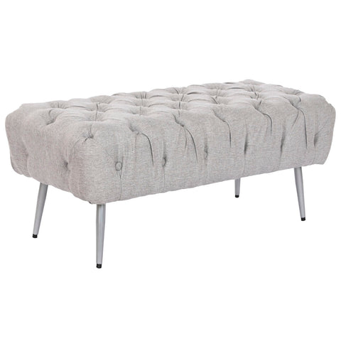 Hocker Home ESPRIT Grau Silberfarben Polyester Metall 103 x 46 x 42 cm-0