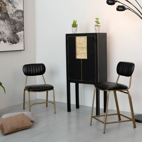 Hocker 42 x 49 x 88 cm Schwarz Gold Metall Polyurethan-7