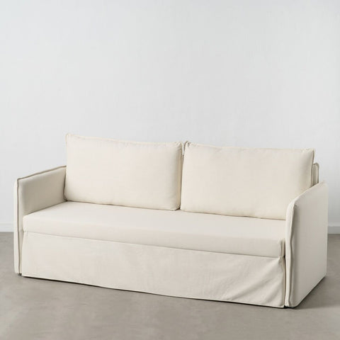 Sofa Beige Polyester Leinen 210 x 93 x 95 cm-8