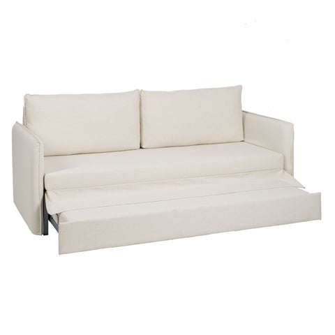 Sofa Beige Polyester Leinen 210 x 93 x 95 cm-5